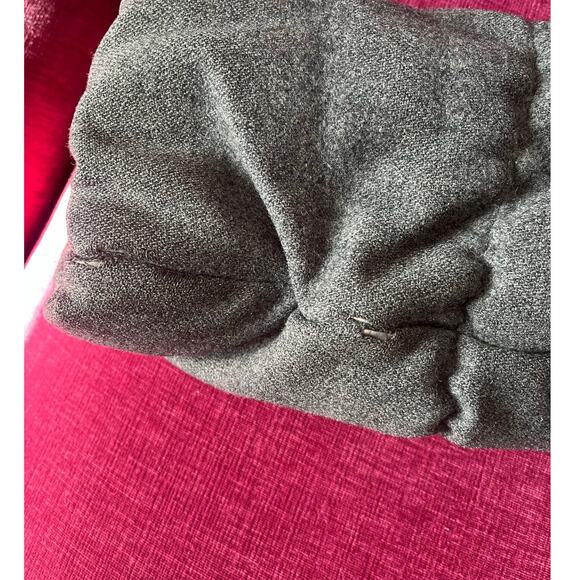 Gap Gray 100% Wool Down Puffer Zip Hood Jacket Coat flawed damaged repair XSmall - Picture 8 of 14